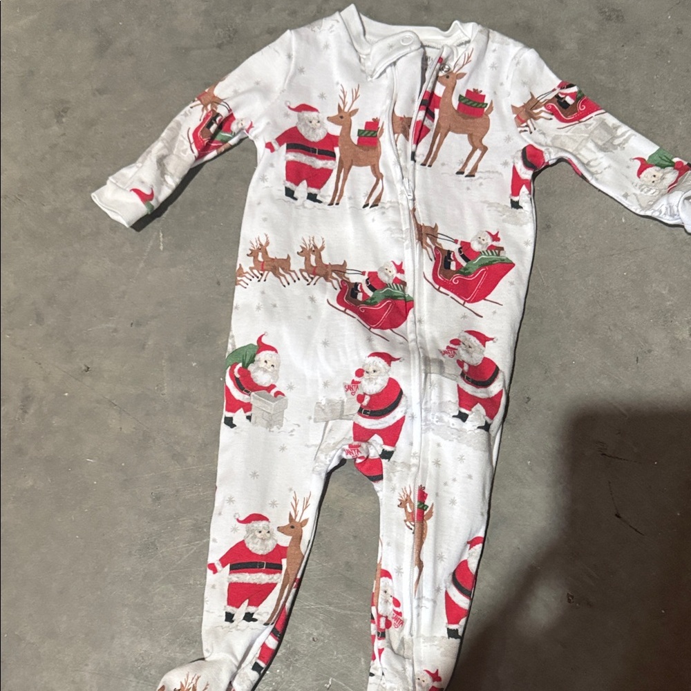 Pottery Barn Kids White Santa and Reindeer Footie